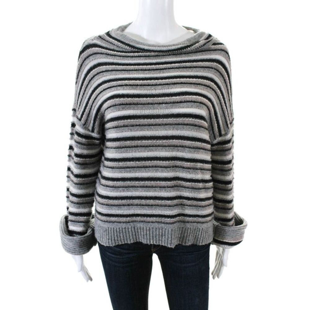 Splendid Womens Everest Stripe Sweater Wool Blend Grey Size Medium 11585278